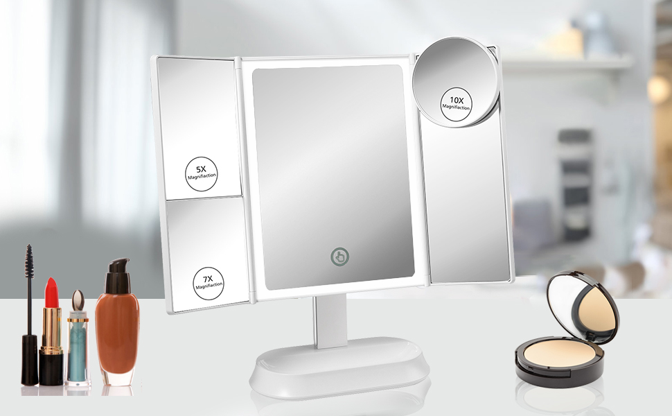 vanity makeup with mirror lights trifold magnificent with visual experience 