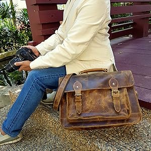 men leather briefcase work office christmas present gift rofozzi purple relic messenger satchel