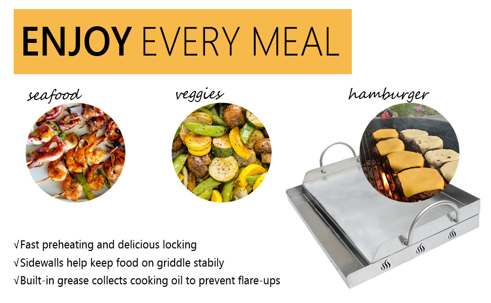 Onlyfire Universal Stainless Steel Rectangular Griddle for Gas BBQ