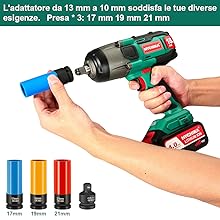 Avvitatore Ad Impulsi 18V, HYCHIKA 350Nm Avvitatori A Massa Battente 3000 IPM, 4.0Ah Batteria 18V, 3x Chiavi A Bussola Per 17/19/21mm, Caricatore Rapido, Mandrino 13mm (1/2), Con Valigetta Rigida 16 Avvitatore ad Impulsi