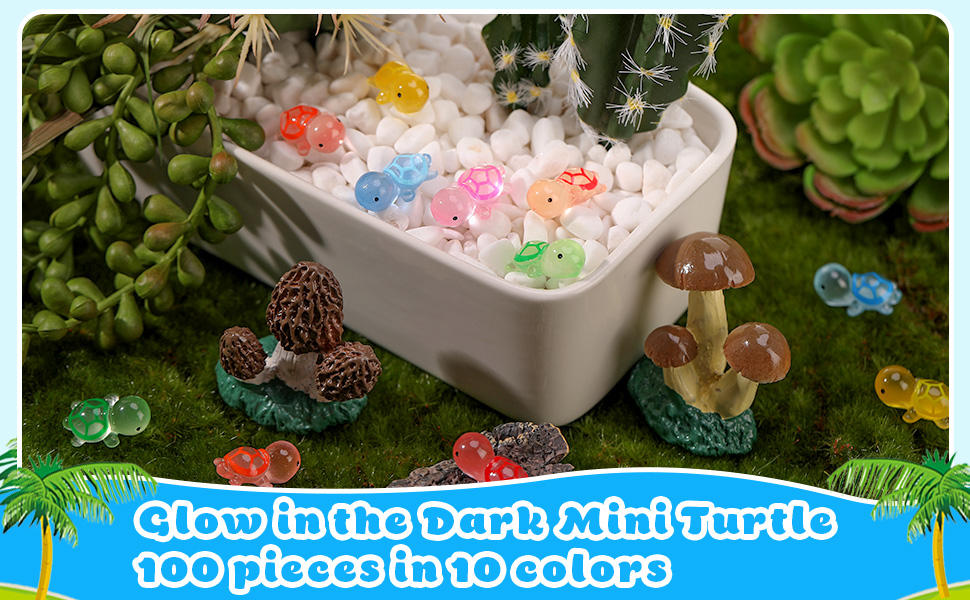 200 Pcs Luminous Mini Turtles With Storage Box, Tiny Resin Animals Turtle Figures - Cute Mini