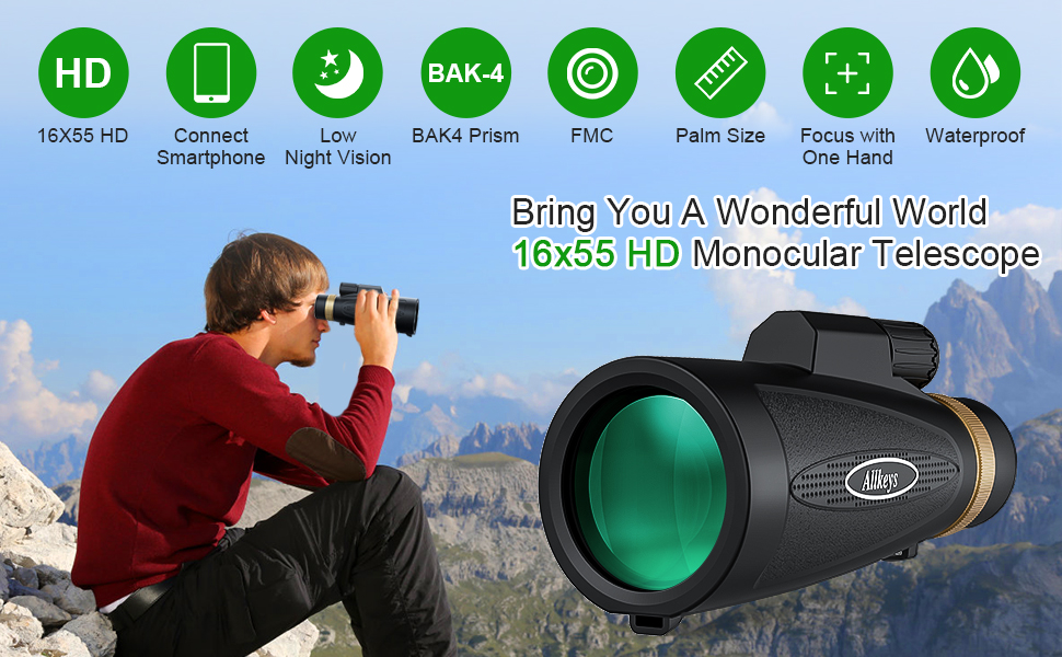 Allkeys 16x55 High Definition Monocular