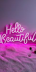 Hello beautiful pink neon sign