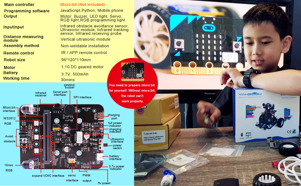 Amazon.com: Yahboom BBC Micro:bitV2.2 V2 V1.5 Coding Robot Car Kit STEM ...