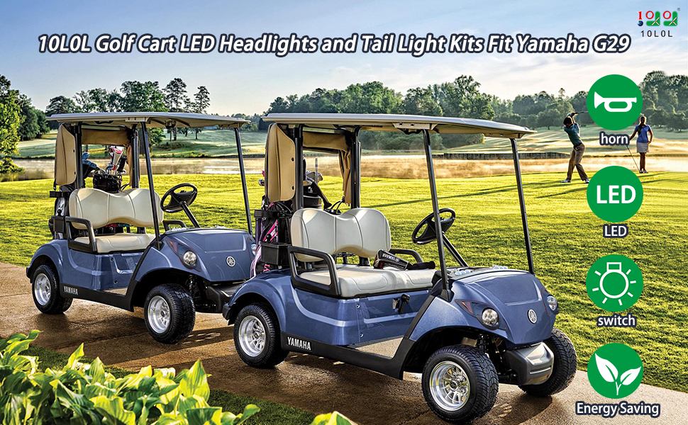 10L0L Golf Cart LED Headlights and Tail Light Kits Fit Yamaha G29  with Deluxe Light Upgrade Kit