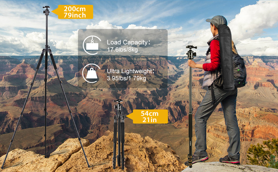 Andoer Camera Tripod 200cm with Arm for DSLR,Horizontal Overhead