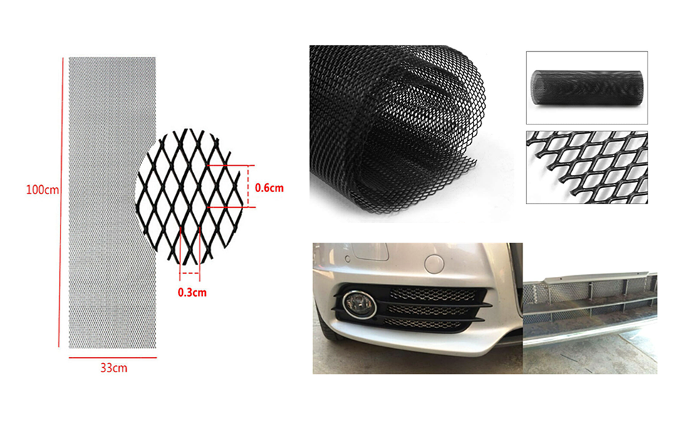 Bumper Meshed Trim Mesh Center Grille,3x6mm Aluminum Alloy