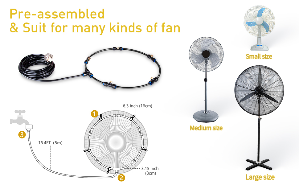 homenote Fan Misting Kit for a Cool Patio Breeze 16.4FT (5M) Misting