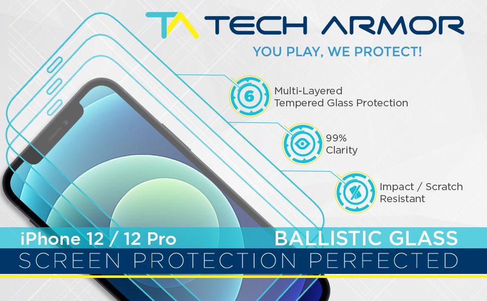 apple iphone 12 Pro iPhone 12 screen protector ballistic tempered glass curved 9h hardness