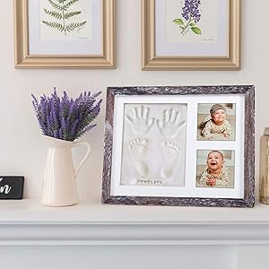 wall decoration table decor newborns handprints frames album time souvenir silver shadow registries