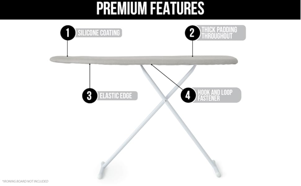 Gorilla Grip Reflective Silicone Ironing Board Cover, 15x54