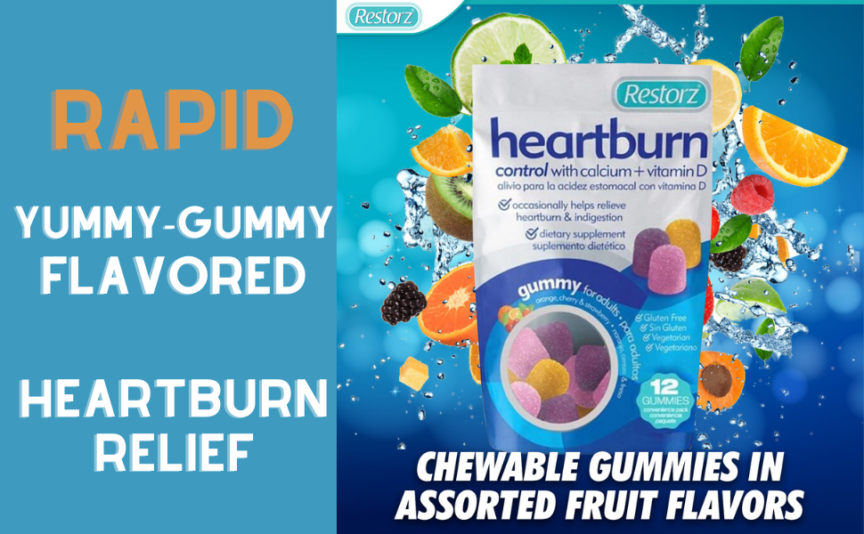 Restorz Heartburn Relief Gummies with Calcium and Vitamin D