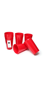 22ounce reusable red stadium cups, 8 pack. Also available in other colors, variety packs, themes.