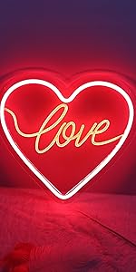 Red heart neon sign