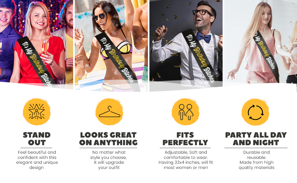 CORRURE Birthday sash for women, men, kids