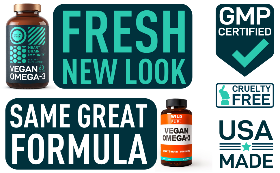 Wild Fuel - Vegan Omega 3 6 9 algal oil marine source softgel capsules - Rebrand