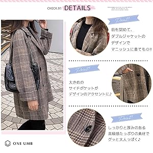 チェック柄 コート 千鳥格子 総柄 ジャケット アウター 長袖 ウール 中綿 防寒 薄手 厚手 大きいサイズ 着痩せ 体型カバー カジュアル 春 秋 冬 秋冬