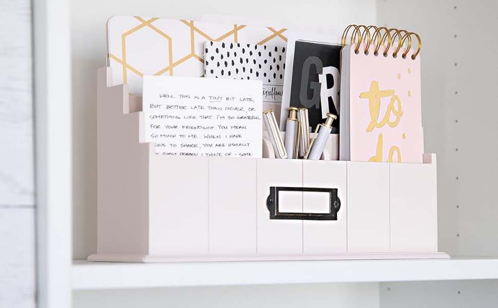 Blu Monaco Light Pink Wooden Mail Organizer 3 Tier Light Blush Pink