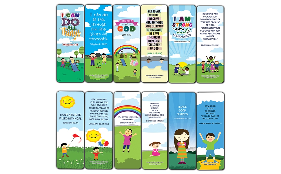 Biblical Affirmations Bookmarks Cards for Kids  Series 2