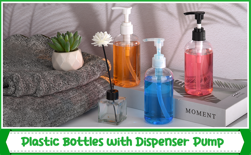 Hoemwarm 48Pcs 8oz Plastic Empty Pump Bottles Clear Lotion