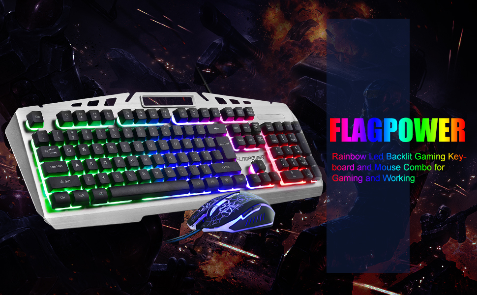 FLAGPOWER Gaming Keyboard and Mouse Combo LED Backlit