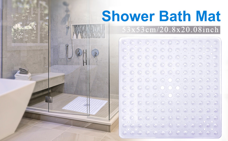 XIYUNTE Square Shower Mats Non Slip Bathtub Mat with Suction Cup Safety