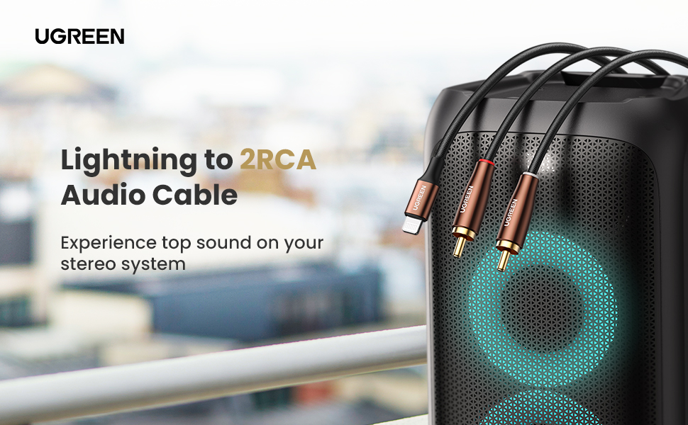 UGREEN RCA Cable MFi Certified Lightning to 2RCA Audio Stereo Adapter