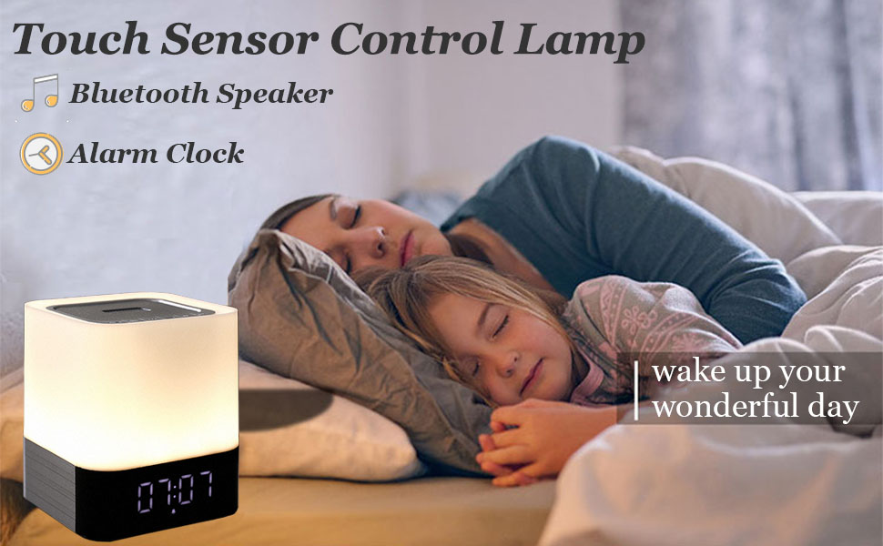 Night Lights Bluetooth Speaker,HoaBoly Alarm Clock Wireless Bluetooth