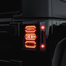 3-Hexagon Design  144-LED Smoked  Tail Light on jeep with brake light on.