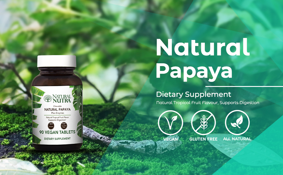 Natural Nutra Papaya Chewable Plant Enzymes Blend for