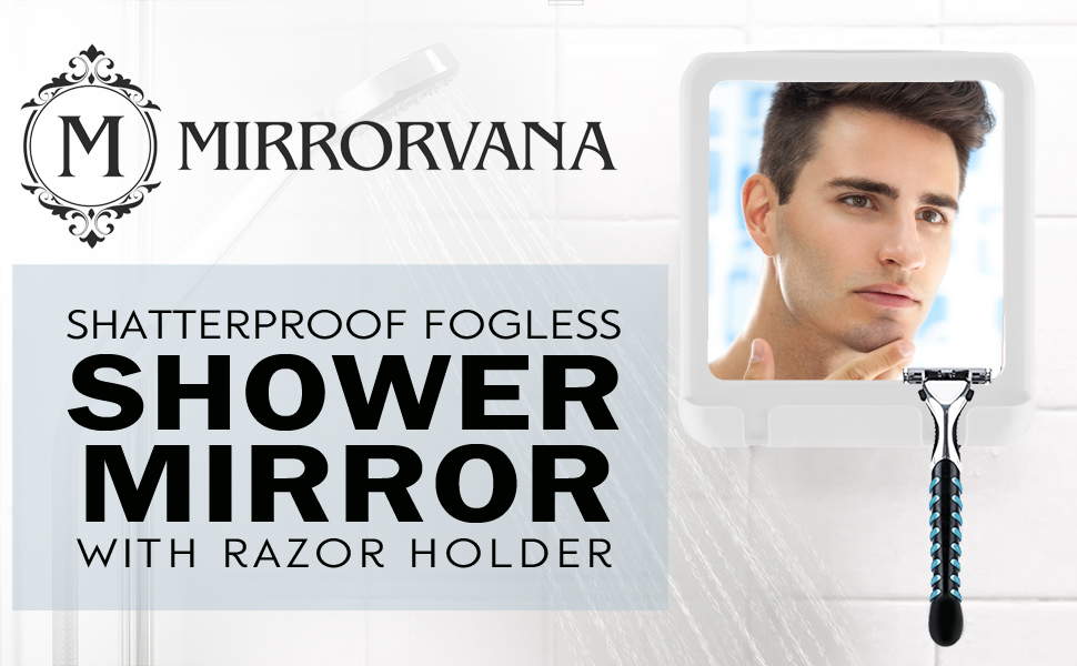 MIRRORVANA Fogless Shower Mirror for Shaving with Hook for Hanging and