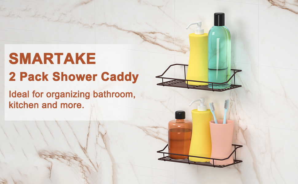 SMARTAKE 2Pack Shower Caddy, Adhesive Bathroom Shelf Wall Mounted, No Drilling