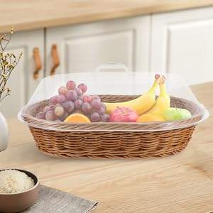 Amazon｜SHOWERORO 蓋付きパンかご 編みバスケット フルーツかご 食品