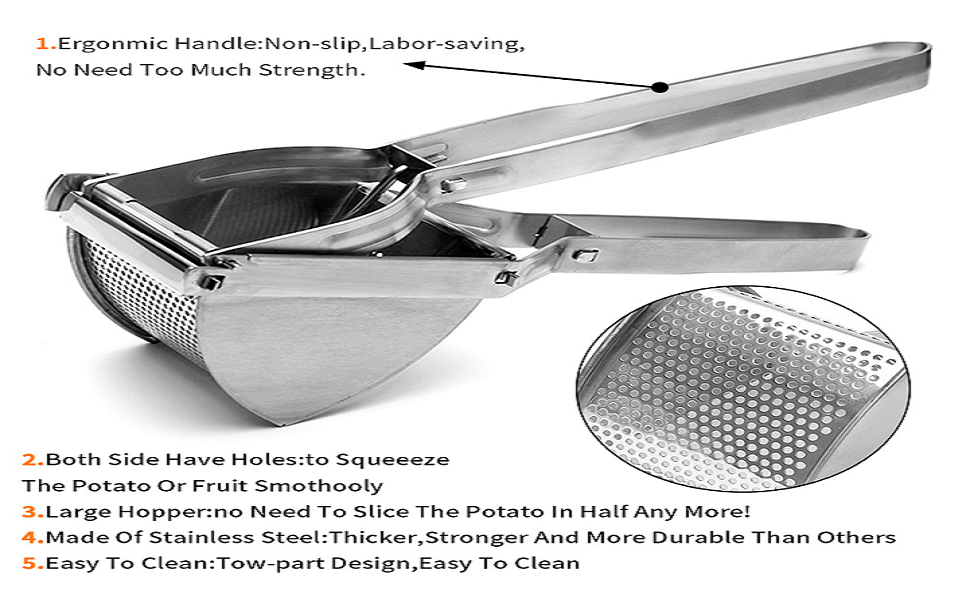 Potato Ricer, Stainless Steel Potato Masher for Commercial
