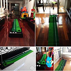 buyer shows of the golf putting mat in their home