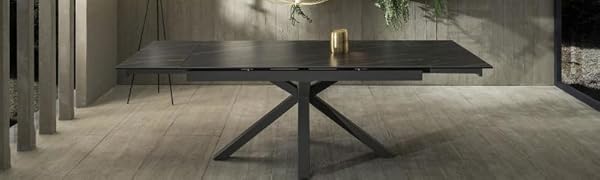 Tavolo allungabile da 160cm a 240cm con due allunghe indipendenti color ceramica portoro