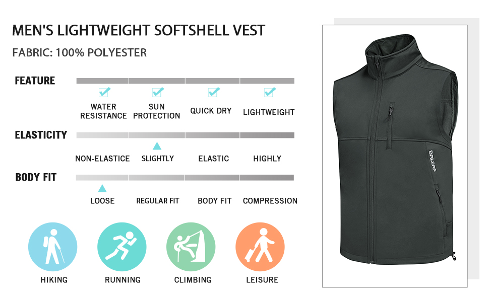 Men's Windproof  Lightweight Softshell Vest