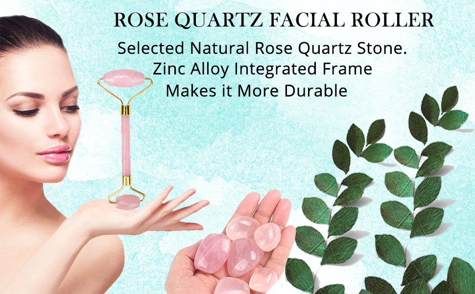 Izoo® Rose Quartz Roller 100 Natural Pink Crystal Stone Quartz Jade