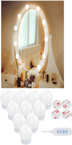 Mirror Lights,Hollywood Style LED Vanity Mirror Lights Kit with 10 Dimmable Bulbs