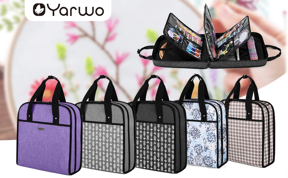 YARWO Embroidery Bag, Embroidery Projects Storage with Multiple Pockets