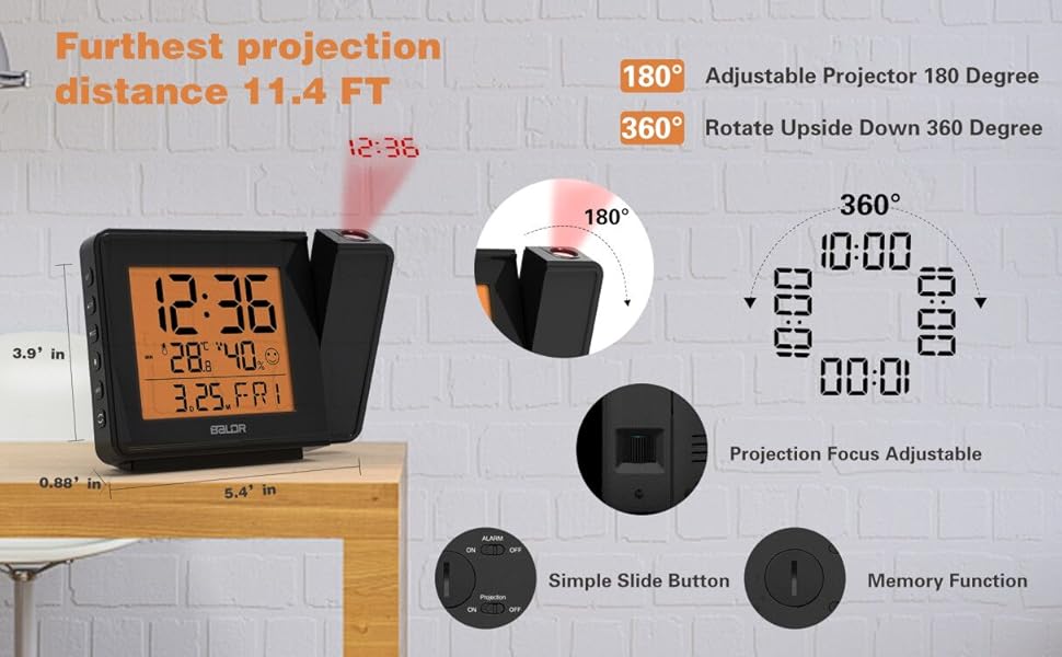 BALDR Projection Alarm Clock / 디바이스마트