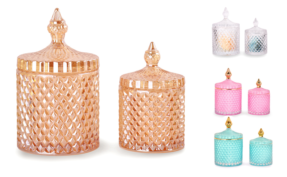 R FLORY Glass Jars Set Bathroom Storage Space Saving Elegant Decor Qtip