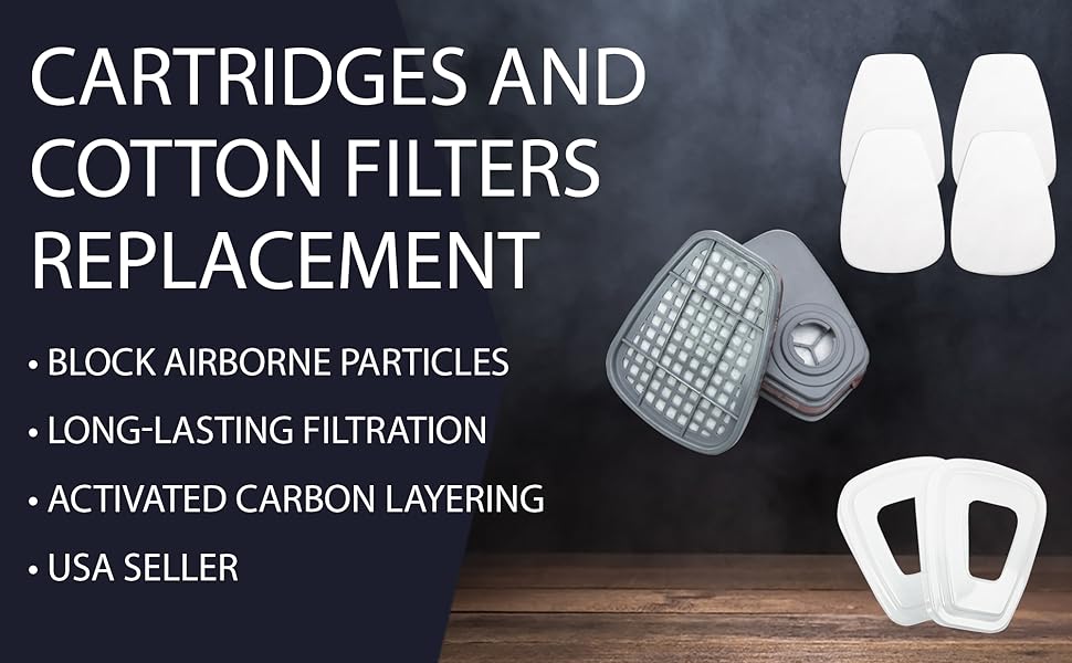 Replacement Carbon Filters for Respirator Masks, Pair