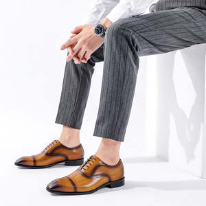 Amazon | ビジネスシューズ 本革 メダリオン 革底 ストレート
