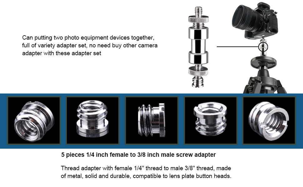Sunmns 1/4 Inch and 3/8 Inch Converter Threaded Screws