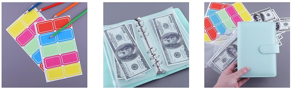 Antner A6 PU Leather Binder Cover with 12PCS A6 Binder Pockets