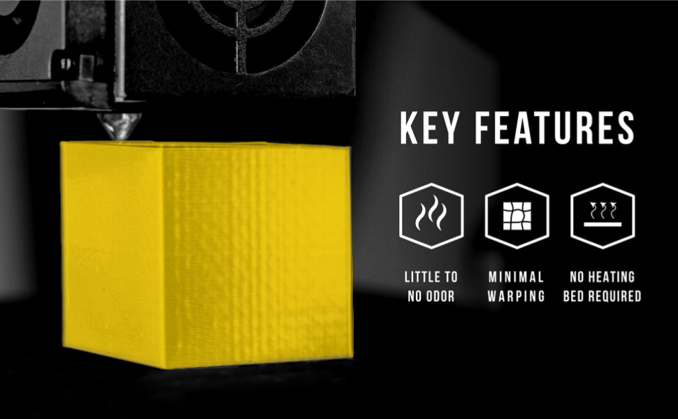 pla's key features include little to no odor, minimal warping and no heating bed required