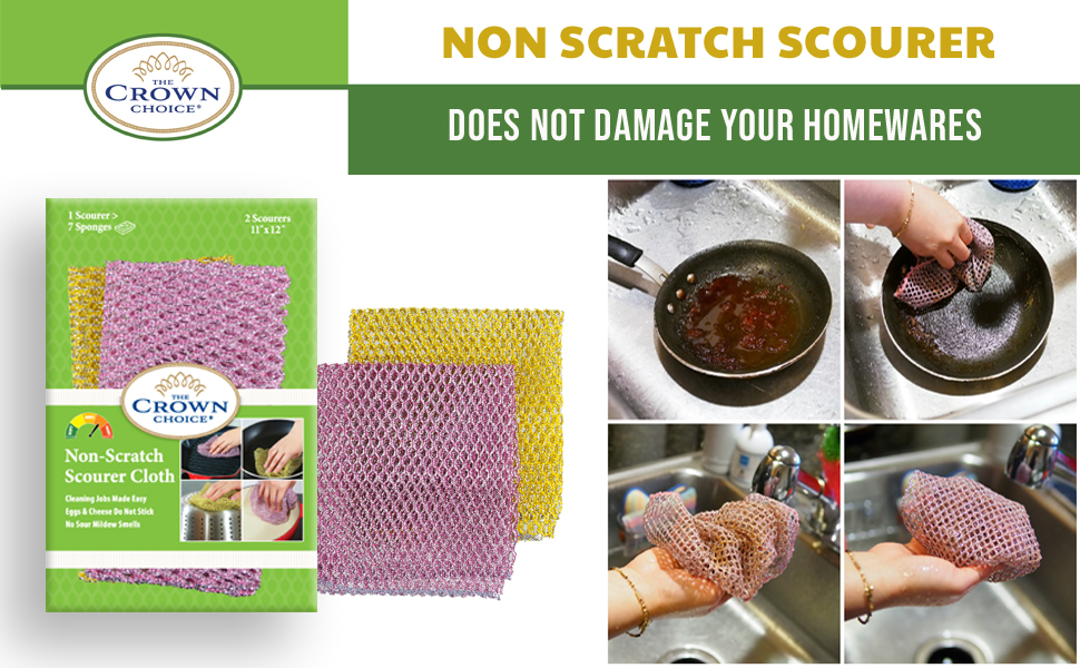 Splendid Sponge Scrubber + Non Scratch Scourer Bundle for