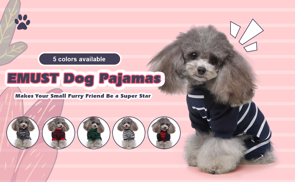 EMUST Small Dog Clothes, Lightweight Dog Pajamas, Stretchable Dog Clothes for Small