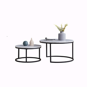 Set Of 2 Coffee Tables, Round, Low, Large Model: 80 X 80 X 45 Cm And Small Model: 60 X 60 X 33 Cm (L X W X H), Black 15 Nesting table.